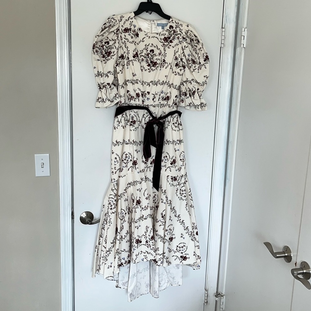 Antonio Melani high low dress. Size 8. Dark purple and cream.